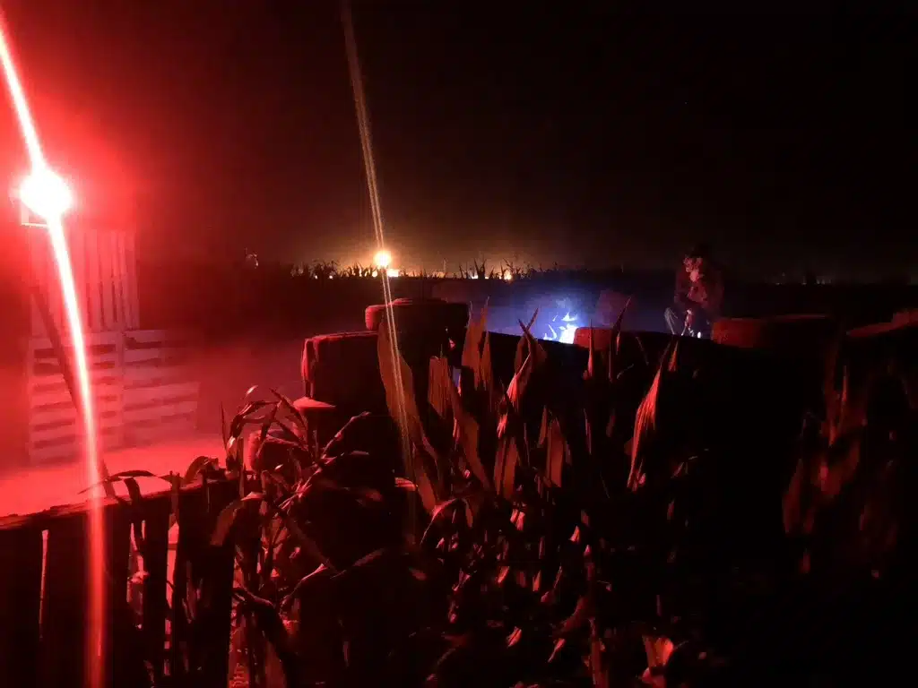 Image of Cornfield at Night Under Red Light at Terror in the Corn Tucson