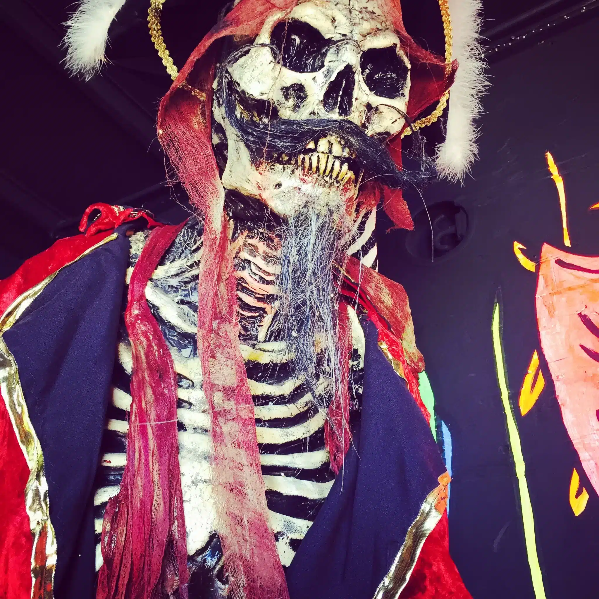 Creepy Skull Pirate Statue with Beard and Mustache at Terror in the Corn