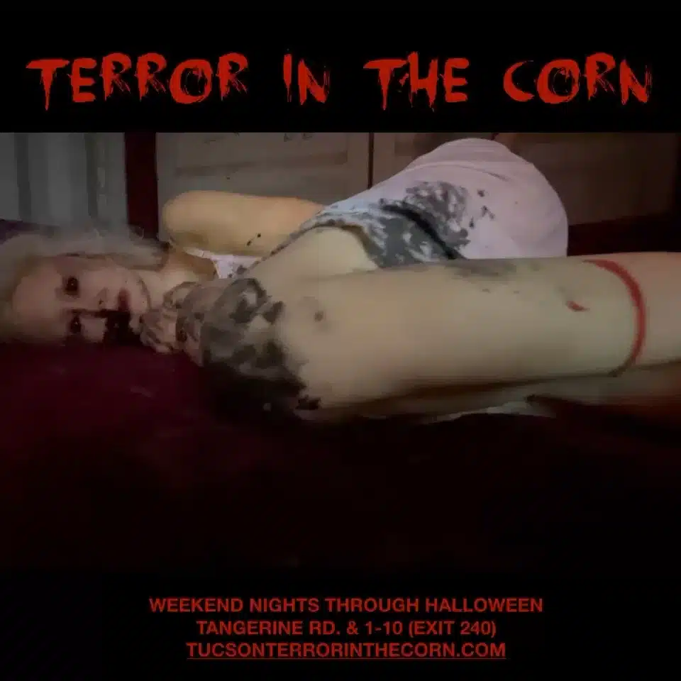 Mangled Mannequin Laying Down and Bleeding at Tucson Terror in the Corn