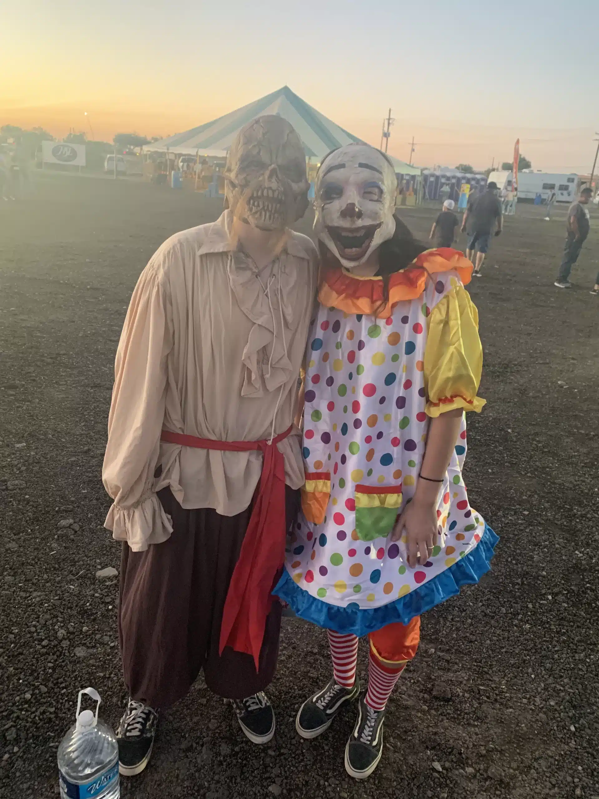 Scare Squad Clown and Scary Pirate at Tucson Terror in the Corn During Sunset