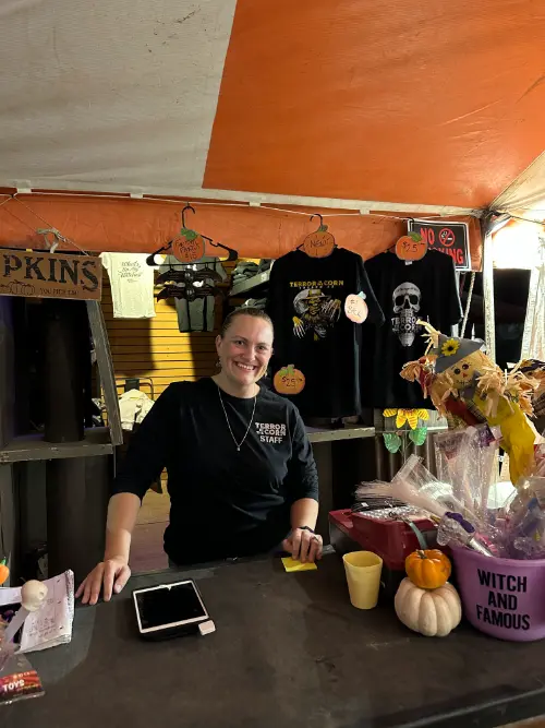 Tucson Terror in the Corn employee working the merch booth